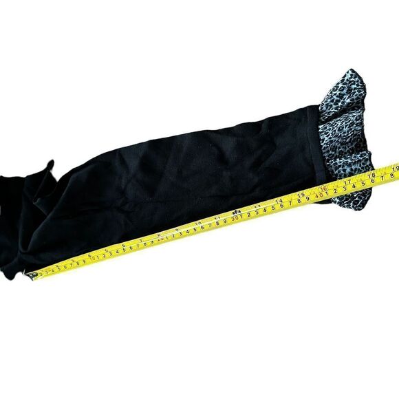 Womens August Silk Blend Snow Leopard Ruffle Collar Sweater Sz XL Black - Picture 3 of 5